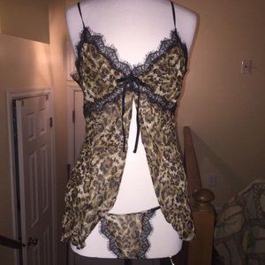 Victoria’s Secret Vintage L Silk Animal Sexy Babydoll Set NWT
